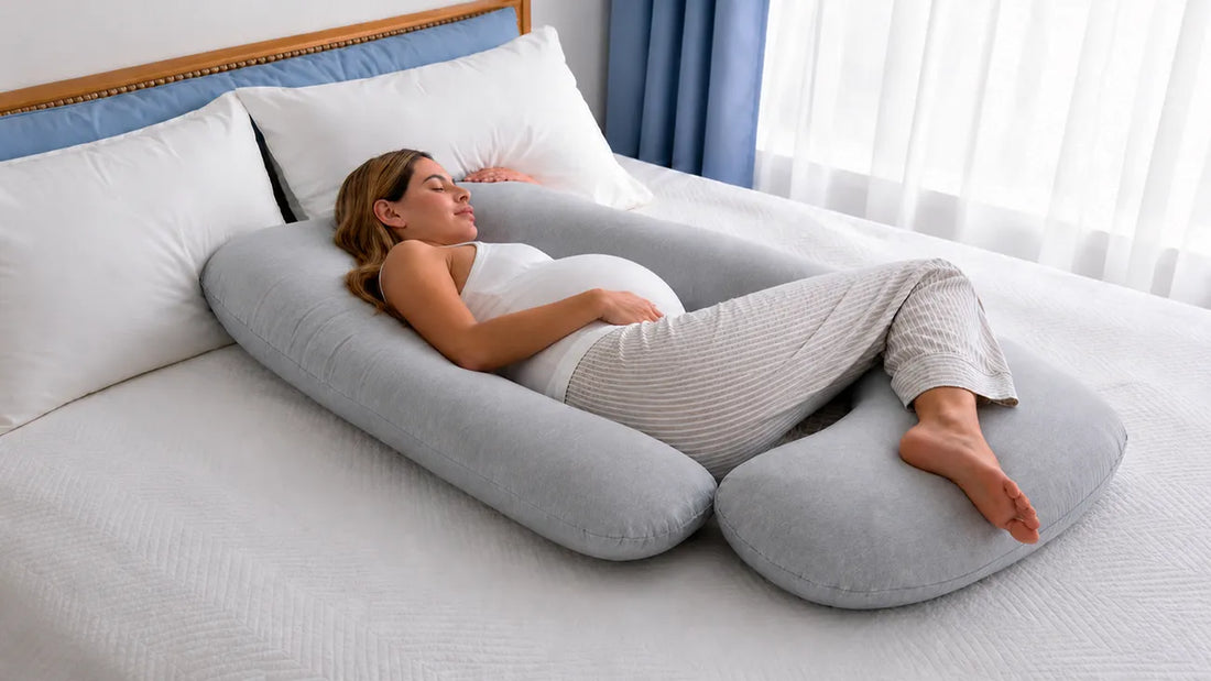 Woman sleeping with a cooling pregnancy pillow