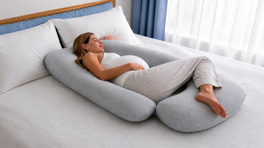 Woman sleeping with a cooling pregnancy pillow