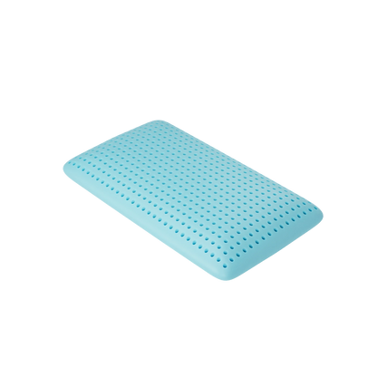 Gel infused memory foam pillow by blue sleep, side view 