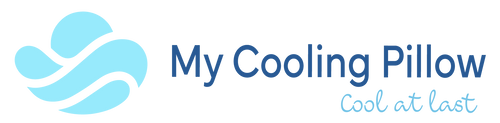 My cooling pillow logo with slogan "cool at last"