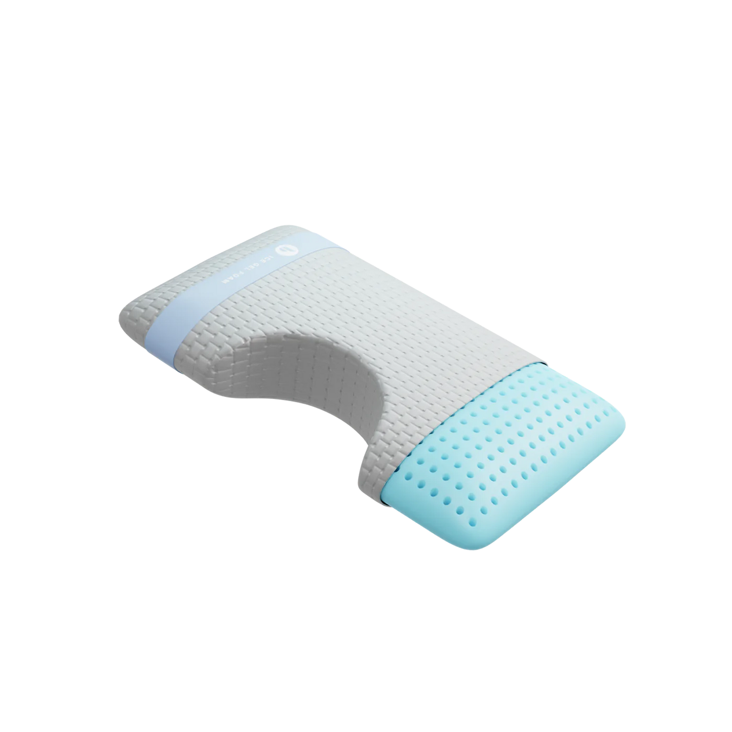 Cooling pillow for side sleepers by blue sleep, tilted side view