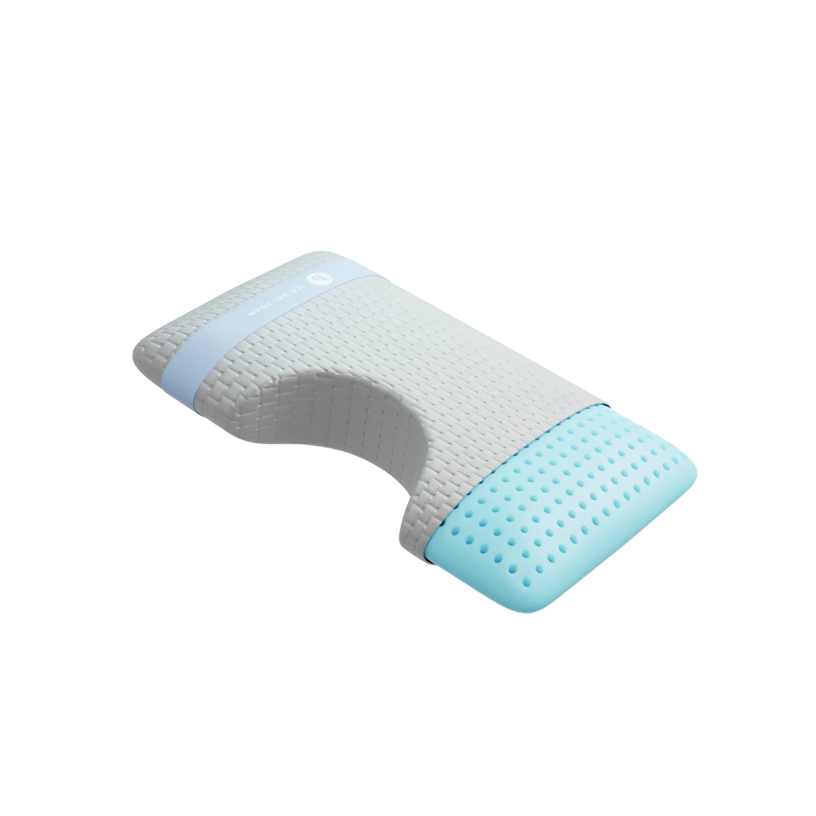 Cooling pillow for side sleepers by blue sleep, tilted side view
